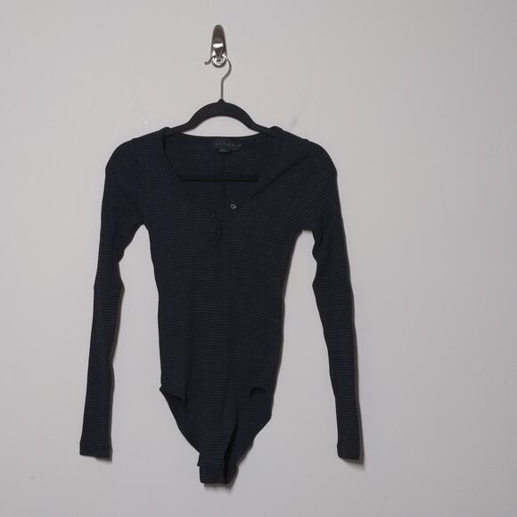Hatch The Ruthie Bodysuit in Black/Charcoal Gray Stripe – Size 0 (XS) – EUC - Picture 3 of 11
